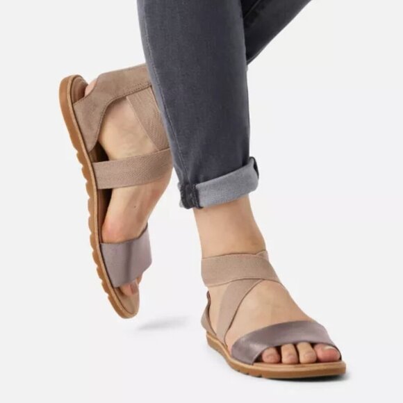 Sorel women's Ella II sandals flat 6 cute metallic - Picture 2 of 10